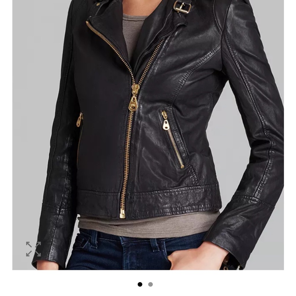 Doma Black Leather Jacket with Gold Accents
